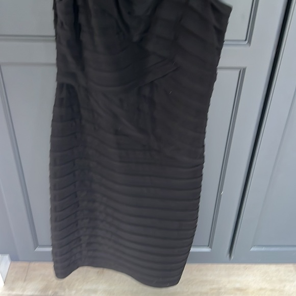 Xscape By Joanne Chen black ruffled ribbed dress - Picture 3 of 6